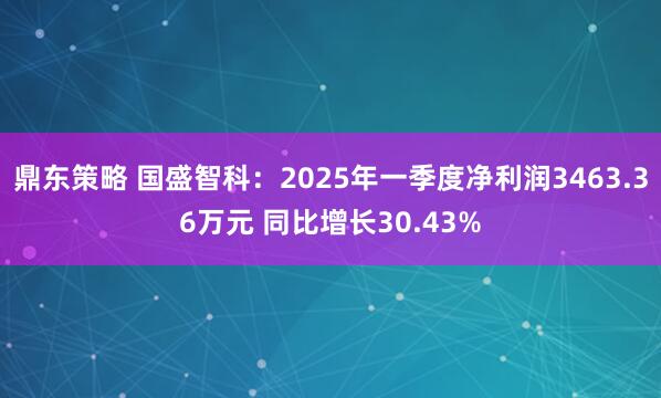 鼎东策略 国盛智科：2025年一季度净利润3463.36万元 同比增长30.43%